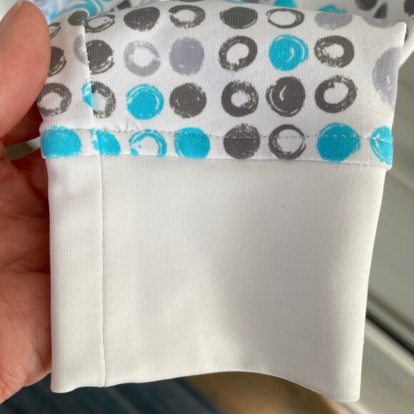 Bylyse Activewear Full Zip Nylon Blend Abstract Circle Print Jacket Blue Wht XS - Picture 10 of 11